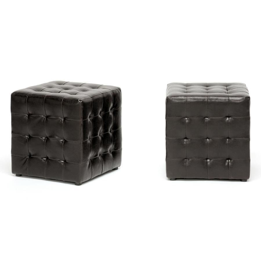 Baxton Studio Siskal Dark Brown Modern Cube Ottoman - Living Room Furniture