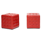 Baxton Studio Siskal Red Modern Cube Ottoman - Living Room Furniture