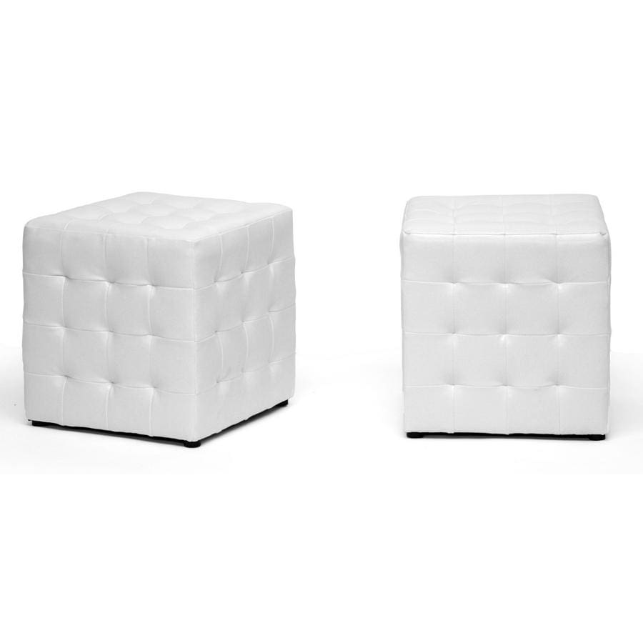 Baxton Studio Siskal White Modern Cube Ottoman - Living Room Furniture