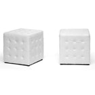 Baxton Studio Siskal White Modern Cube Ottoman - Living Room Furniture