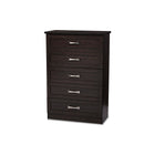 Baxton Studio Colburn Modern and Contemporary 5-Drawer Dark Brown Finish Wood Tallboy Storage Chest - Bedroom Furniture