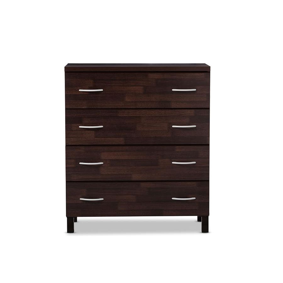 Baxton Studio Maison Modern and Contemporary Oak Brown Finish Wood 4-Drawer Storage Chest - Bedroom Furniture
