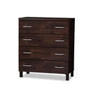 Baxton Studio Maison Modern and Contemporary Oak Brown Finish Wood 4-Drawer Storage Chest - Bedroom Furniture