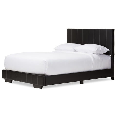 Baxton Studio Atlas Modern and Contemporary Black Faux Leather Full Size Platform Bed - Kids Room Furniture