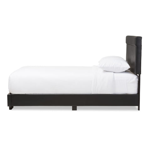 Baxton Studio Solo Modern and Contemporary Black Faux Leather Full Size Platform Bed - Kids Room Furniture