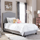 Baxton Studio Benjamin Modern and Contemporary Grey Fabric Upholstered Twin Size Arched Bed with Nail Heads - Kids Room Furniture