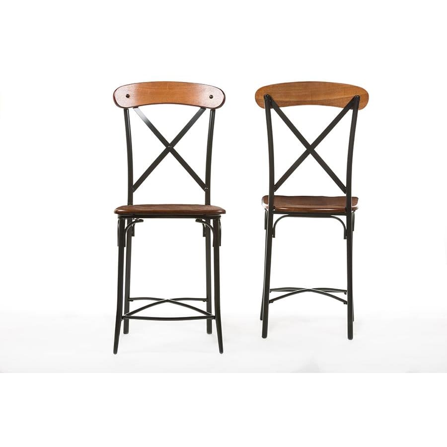 Baxton Studio Broxburn Light Brown Wood & Metal Bar Stool - Bar Furniture