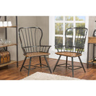 Baxton Studio Longford Dark-Walnut Wood and Black Metal Vintage Industrial Dining Arm Chair - Dining Room