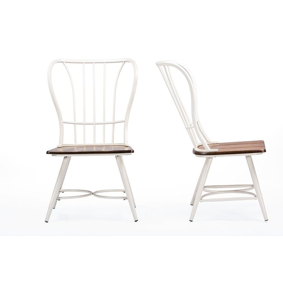 Baxton Studio Longford Dark-Walnut Wood and White Metal Vintage Industrial Dining Chair - Dining Room