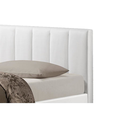 Baxton Studio Templemore White Leather Contemporary Queen-Size Bed - Bedroom Furniture