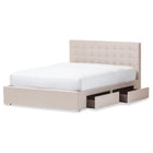 Baxton Studio Rene Modern and Contemporary Beige Fabric 4-drawer Queen Size Storage Platform Bed - Bedroom Furniture