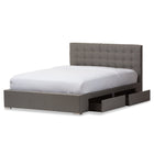 Baxton Studio Rene Modern and Contemporary King Size Grey Fabric 4-drawer Storage Platform Bed - Bedroom Furniture