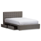Baxton Studio Rene Modern and Contemporary King Size Grey Fabric 4-drawer Storage Platform Bed - Bedroom Furniture