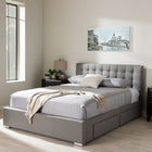 Baxton Studio Rene Modern and Contemporary King Size Grey Fabric 4-drawer Storage Platform Bed - Bedroom Furniture