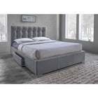 Baxton Studio Sarter Contemporary Grid-Tufted Grey Fabric Upholstered Storage King-Size Bed with 2-drawer - Bedroom Furniture