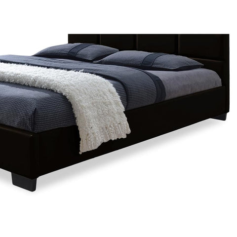 Baxton Studio Vivaldi Modern and Contemporary Dark Brown Faux Leather Padded Platform Base Queen Size Bed Frame - Bedroom Furniture