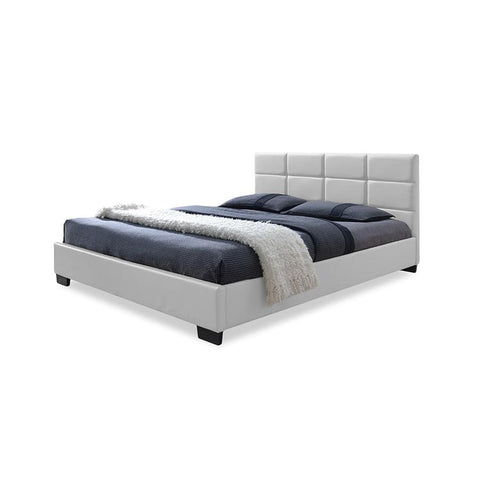 Baxton Studio Vivaldi Modern and Contemporary White Faux Leather Padded Platform Base Full Size Bed Frame - Bedroom Furniture