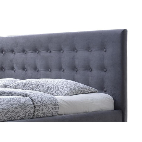 Baxton Studio Margaret Modern and Contemporary Grey Velvet Button-tufted Queen Platform Bed - Bedroom Furniture