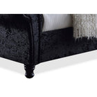 Baxton Studio Castello Black Velvet Upholstered Faux Crystal-Buttoned Sleigh Queen Platform Bed - Bedroom Furniture