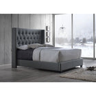 Baxton Studio Katherine Contemporary Grey Fabric Nail head Trim King Size Wingback Bed - Bedroom Furniture