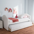 Baxton Studio Alessia White Faux Leather Upholstered Daybed with Guest Trundle Bed - Kids Room Furniture