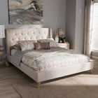 Baxton Studio Adelaide Retro Modern Light Beige Fabric Upholstered King Size Platform Bed - Bedroom Furniture