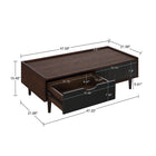Manhattan Comfort Duane Modern Ribbed Coffee Table with Drawer and Shelf in Dark Brown and Black