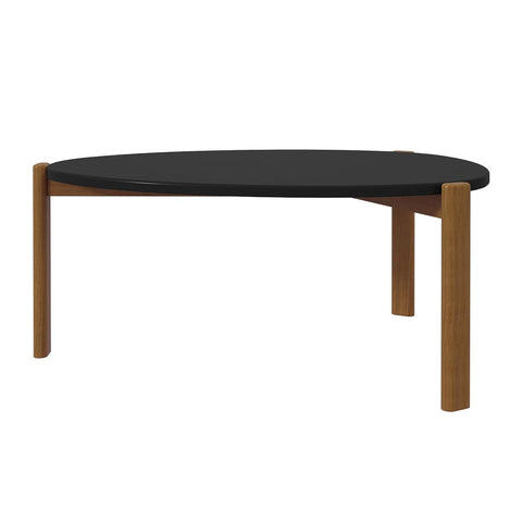 Manhattan Comfort Mid-Century Modern Gales Coffee Table with Solid Wood Legs in Matte Black-Modern Room Deco