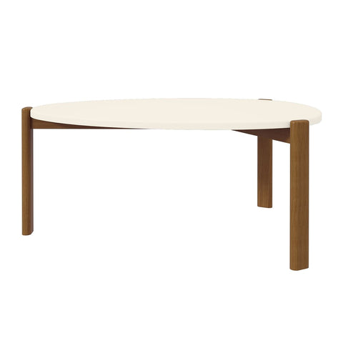 Manhattan Comfort Mid-Century Modern Gales Coffee Table with Solid Wood Legs in Greige-Modern Room Deco