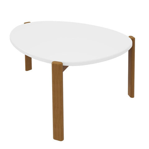 Manhattan Comfort Mid-Century Modern Gales Coffee Table with Solid Wood Legs in Matte White-Modern Room Deco