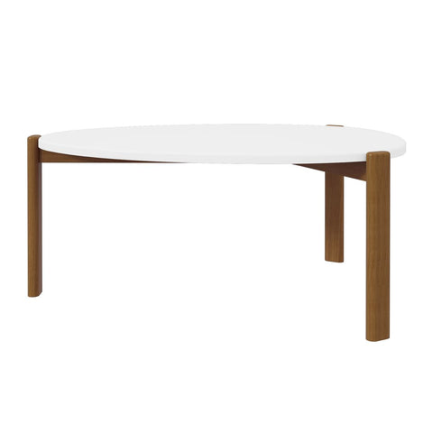 Manhattan Comfort Mid-Century Modern Gales Coffee Table with Solid Wood Legs in Matte White-Modern Room Deco