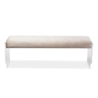Baxton Studio Hildon Modern and Contemporary Beige Microsuede Fabric Upholstered Lux Bench with Paneled Acrylic Legs - Living Room Furniture
