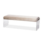 Baxton Studio Hildon Modern and Contemporary Beige Microsuede Fabric Upholstered Lux Bench with Paneled Acrylic Legs - Living Room Furniture