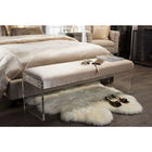 Baxton Studio Hildon Modern and Contemporary Beige Microsuede Fabric Upholstered Lux Bench with Paneled Acrylic Legs - Living Room Furniture