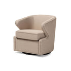 Baxton Studio Finley Mid-century Modern Beige Fabric Upholstered Swivel Armchair - Living Room Furniture