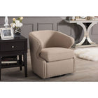 Baxton Studio Finley Mid-century Modern Beige Fabric Upholstered Swivel Armchair - Living Room Furniture