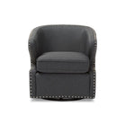 Baxton Studio Finley Mid-century Modern Grey Fabric Upholstered Swivel Armchair - Living Room Furniture