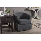 Baxton Studio Finley Mid-century Modern Grey Fabric Upholstered Swivel Armchair - Living Room Furniture