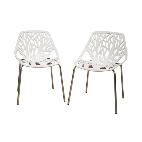 Baxton Studio Modern Birch Sapling White Finished Plastic Dining Chair - Dining Room