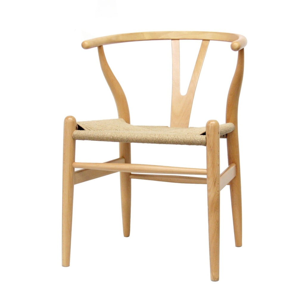 Baxton Studio Mid-Century Modern Wishbone Chair - Natural Wood Y Chair - Living Room Furniture