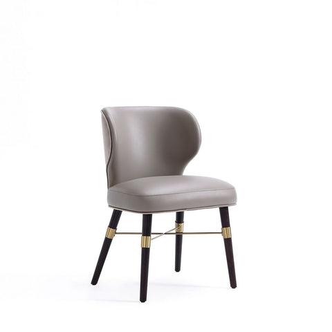 Manhattan Comfort Modern Strine Dining Chair Upholstered in Velvet and Leatherette with Solid Wood Legs in Dark Taupe-Modern Room Deco