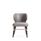 Manhattan Comfort Modern Strine Dining Chair Upholstered in Velvet and Leatherette with Solid Wood Legs in Dark Taupe