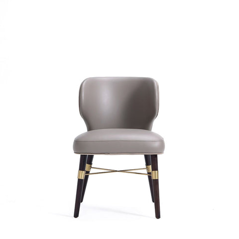 Manhattan Comfort Modern Strine Dining Chair Upholstered in Velvet and Leatherette with Solid Wood Legs in Dark Taupe-Modern Room Deco