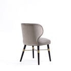 Manhattan Comfort Modern Strine Dining Chair Upholstered in Velvet and Leatherette with Solid Wood Legs in Dark Taupe