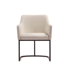 Manhattan Comfort Modern Serena Dining Armchair Upholstered in Leatherette with Steel Legs in Cream