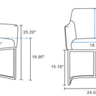 Manhattan Comfort Modern Serena Dining Armchair Upholstered in Leatherette with Steel Legs in Cream