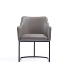 Manhattan Comfort Modern Serena Dining Armchair Upholstered in Leatherette with Steel Legs in Grey