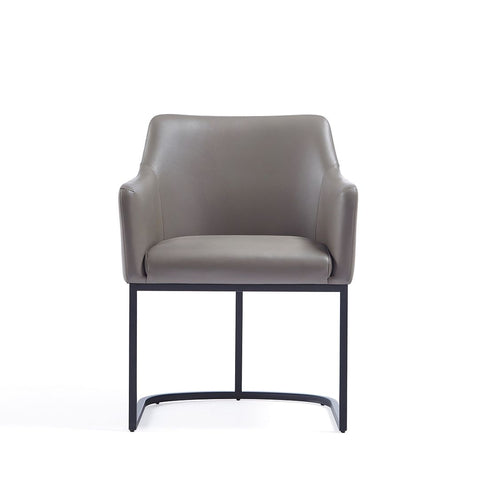 Manhattan Comfort Modern Serena Dining Armchair Upholstered in Leatherette with Steel Legs in Grey-Modern Room Deco