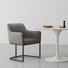 Manhattan Comfort Modern Serena Dining Armchair Upholstered in Leatherette with Steel Legs in Grey