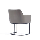 Manhattan Comfort Modern Serena Dining Armchair Upholstered in Leatherette with Steel Legs in Grey